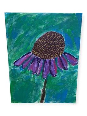 Original Acrylic Artwork of a Purple Echinacea Coneflower